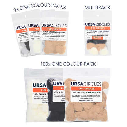 Fur circle wind covers variety packs with multiple stick-on fur circles