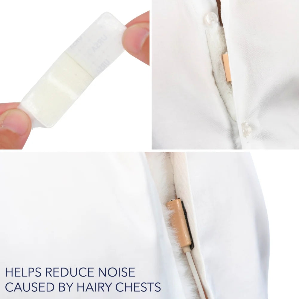 White fur sticky strip applied along a garment seam