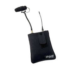Black fabric magnetic clip pouch with two cables and adjustable strap