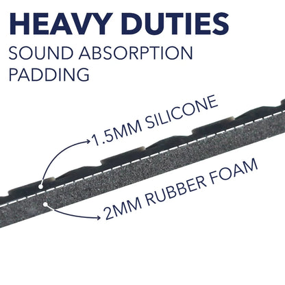 Heavy duty sole layer cross-section: silicone and rubber foam padding