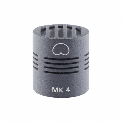 Schoeps MK 4 cardioid microphone capsule, grey cylindrical grille with centered logo