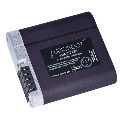 Audioroot eSMART ABE active battery eliminator angled view