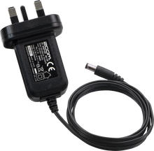 AC adapter with two-prong plug, DC barrel connector, and attached power cable