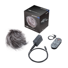 Zoom APH-6 accessory pack: gray furry windscreen, cables, and remote controller
