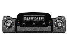 Front view black audio recorder with display, control buttons, and side ports