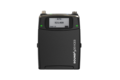 Portable audio device front with LCD display, ATX 521-400 label, and green LEDs