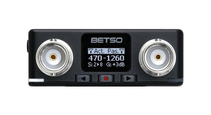 Black RF splitter/combiner diagnostic tool with two coax connectors and BETSO logo