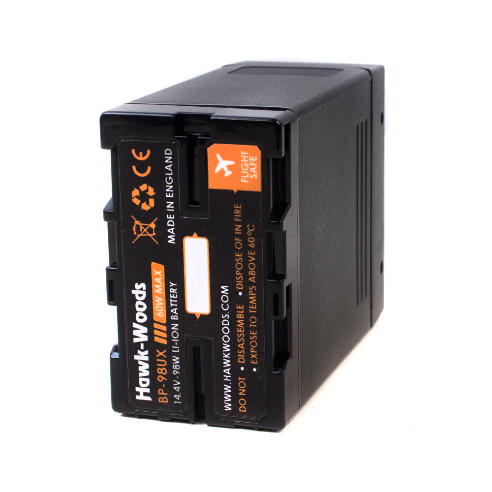 bpPUlus 98Wh replacement battery back label with orange safety markings, black