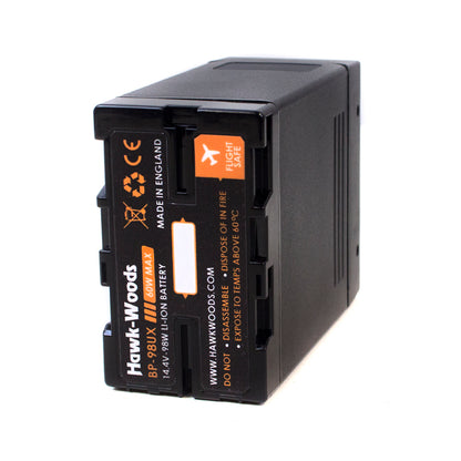 bpPUlus 98Wh replacement battery back label with orange safety markings, black