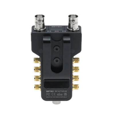 BETSO RF Octopus splitter/combiner tool, black body with top coax jacks and gold RF ports