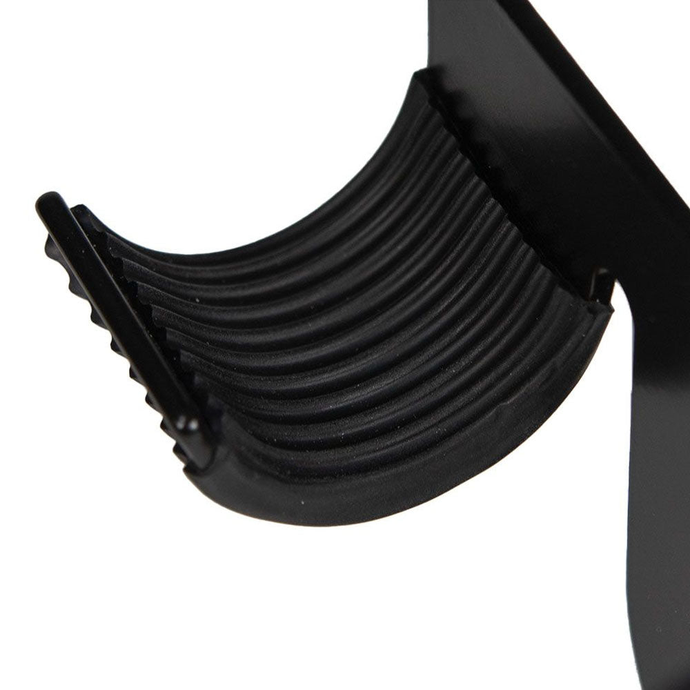 Rubber grip pad cradle on a black boom pole holder