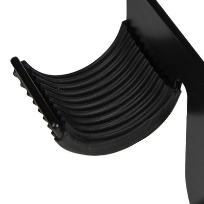 Rubber grip pad cradle on a black boom pole holder
