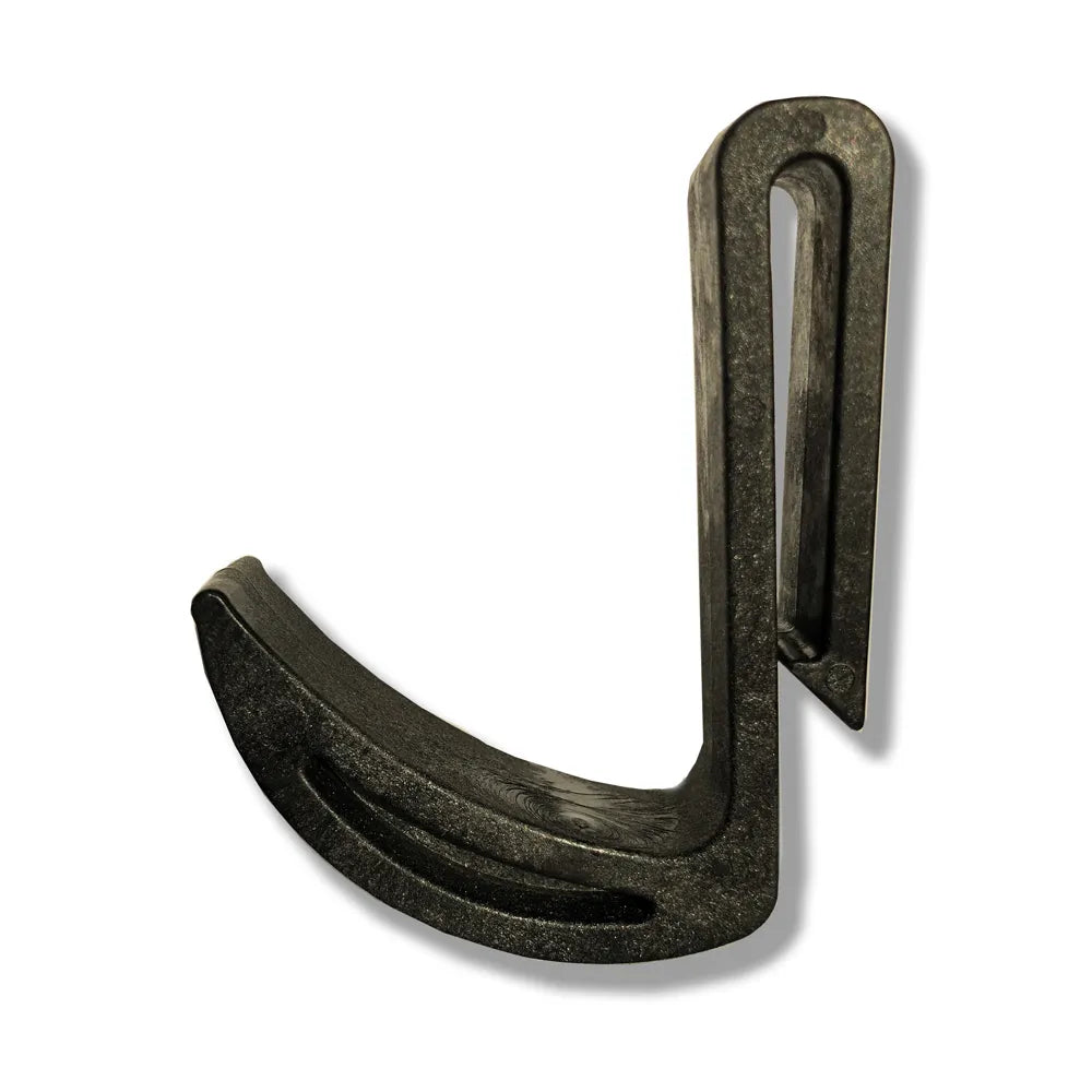 Black heavy-duty U-shaped hook with open slot mounting bracket
