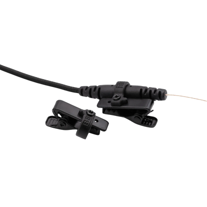 Black IEM clip set on a short cable, showing adjustable mounting clips