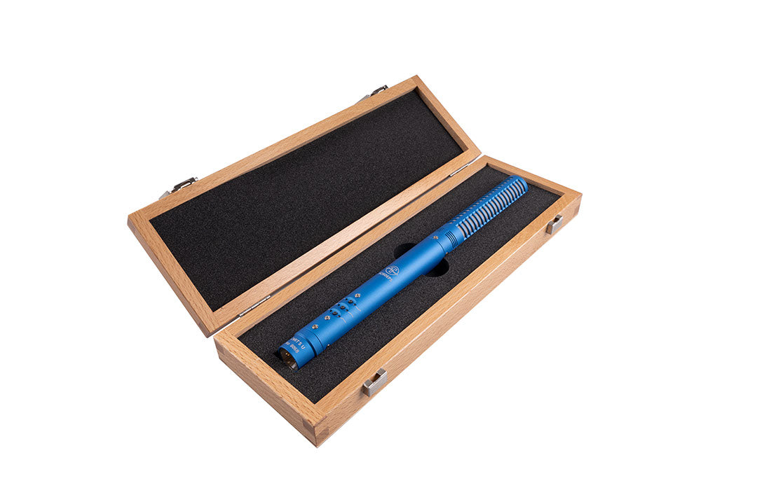 Schoeps CMIT 5 shotgun microphone in wooden case with foam lining