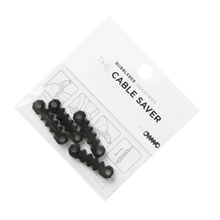 Black cable saver 4-pack kit on blister card with 4 mounting clips