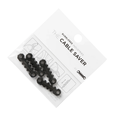 Black cable saver 4-pack kit on blister card with 4 mounting clips