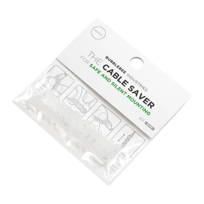 White cable saver 4-pack kit on blister card with 4 mounting clips