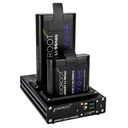 Audioroot eSMART DUAL charger with batteries fitted