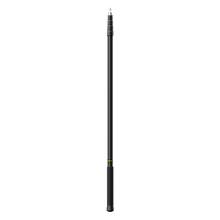 Carbon fiber boom pole, slim black-and-gray telescoping shaft with small yellow mark