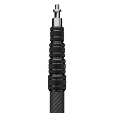 Carbon fiber boom pole grip with stacked rings and top threaded stud connector