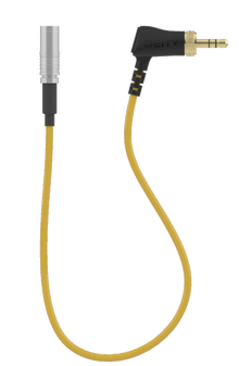 Timecode cable with 3.5mm plug and metal connector, gray cable with gold shielding
