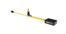 Yellow timecode cable with black DEITY connector and gold pin plug