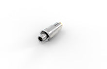 DA3L LEMO microdot adapter, silver cylindrical housing with visible connector end