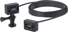 Microphone capsule extension cable with two adapter blocks and mounting clip, black