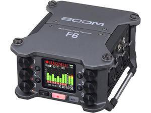 Zoom F6 six-channel 32-bit float field recorder angled front view