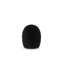 Black foam mic windscreen, rounded oval shape, solid foam cover