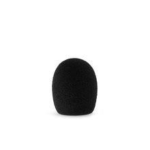 Black microphone foam windscreen, rounded cone shape with foam texture