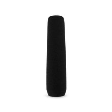 Black cylindrical shotgun mic foam windscreen, vertical profile