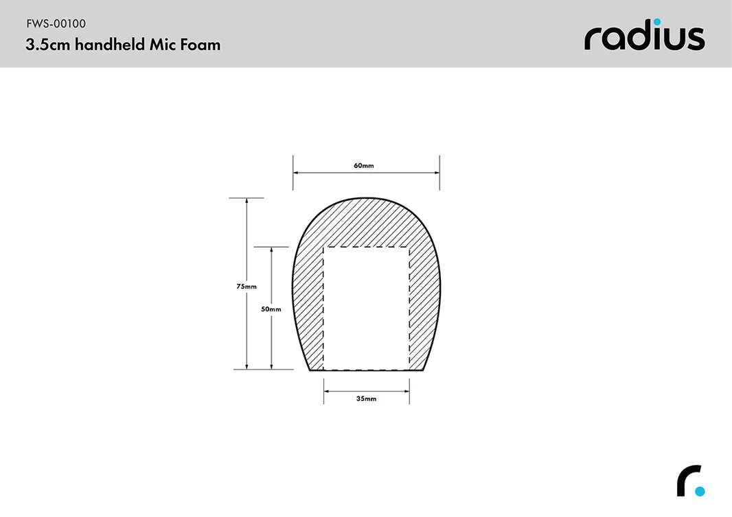 3.5cm Handheld Mic Foam (50mm Bore)