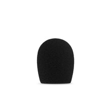 Black foam microphone windscreen, solid domed end with dense texture