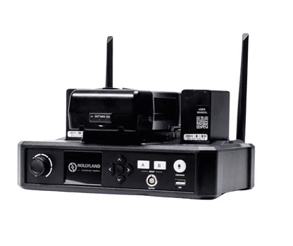 Black Hollyland Solidcom C1 Pro hub base with two antennas and front control panel