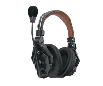 Wireless headset with padded headband and boom microphone