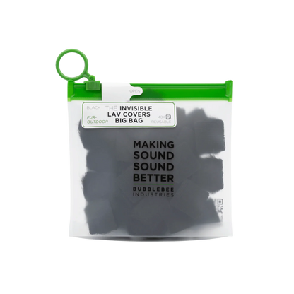 Black fur outdoor lav covers refill bag with green latch, 40 pack