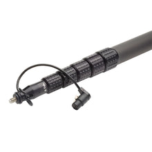 Graphite boom pole with numbered section collars and side cable connector