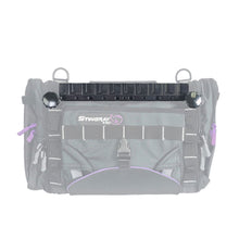 Gray tactical bag with accessory attachment bar featuring multiple mounting slots across top