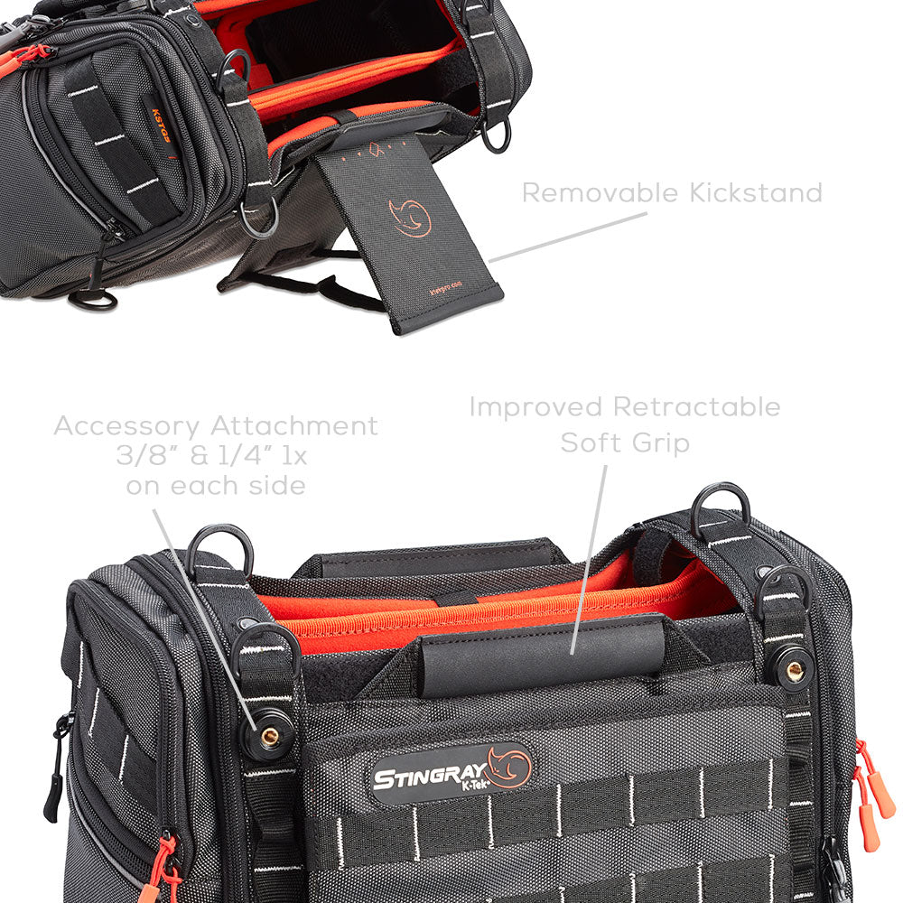 K-Tek Stingray Small-X kickstand and threaded accessory mounting points