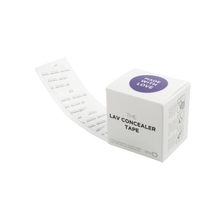 Lav concealer tape box with attached adhesive strip roll
