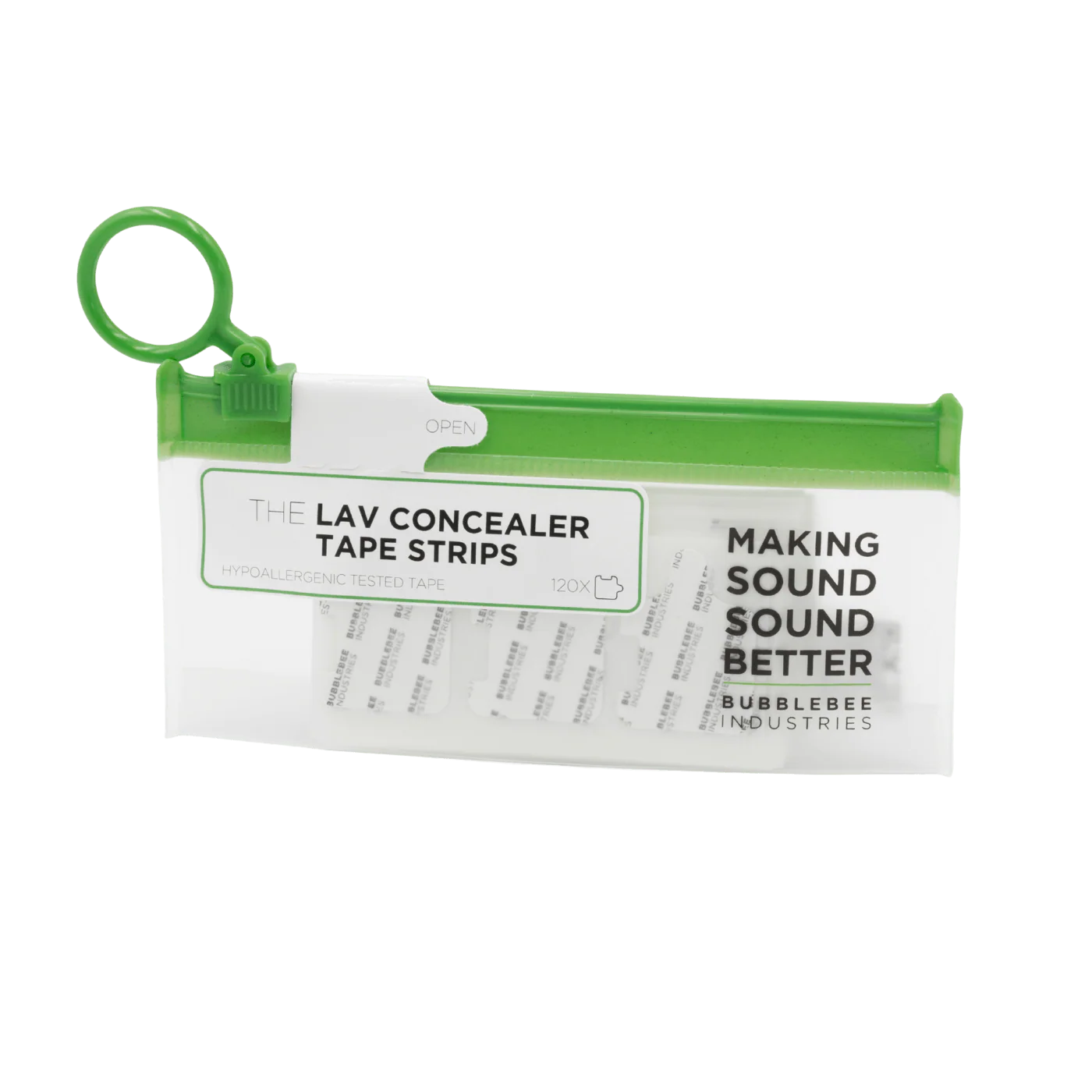 Lav concealer tape strips dispenser, green open handle packaging