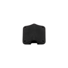 Black lav concealer mount with corner holes and curved notch opening