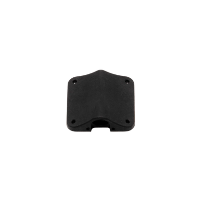 Black lav concealer mount with corner holes and curved notch opening