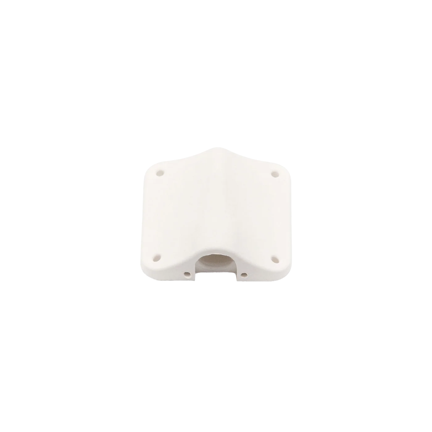 White lav concealer mount with corner holes and curved notch opening