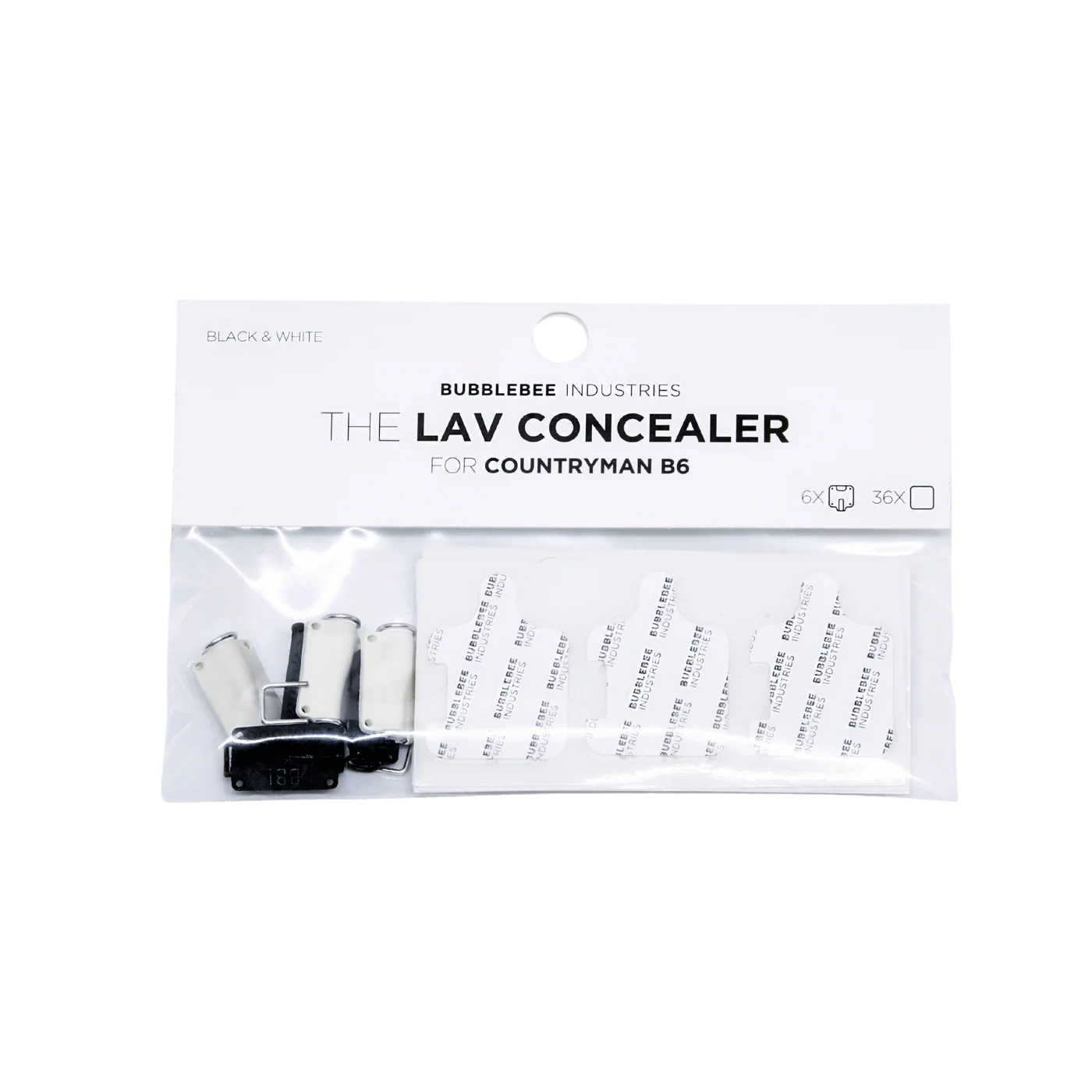 Lav concealer kit in Black & White packaging for Countryman B6, 6 pieces included