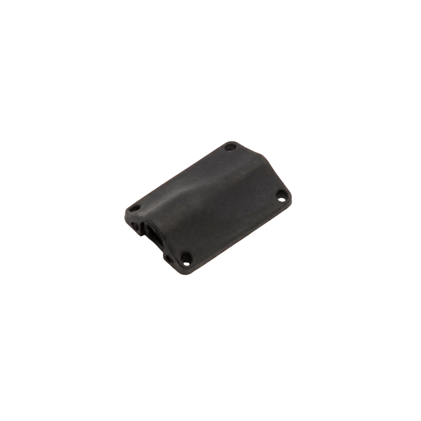 Black lav concealer clip with mounting holes, rectangular curved shape