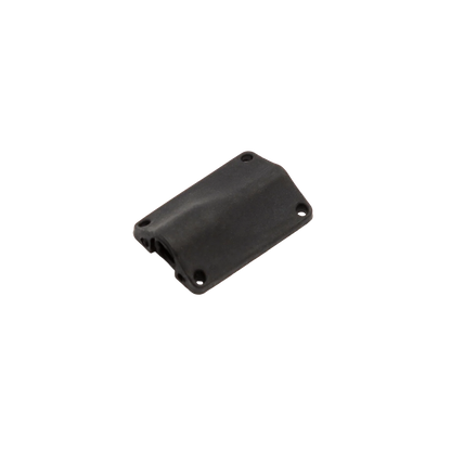Black lav concealer clip with mounting holes, rectangular curved shape
