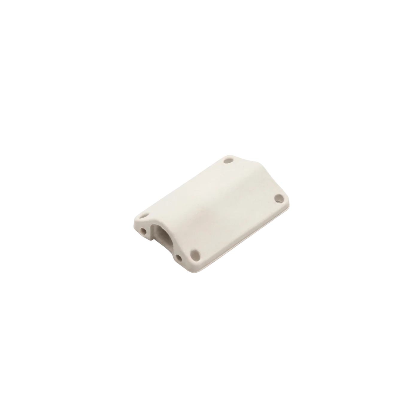 White lav concealer clip with mounting holes, rectangular curved shape